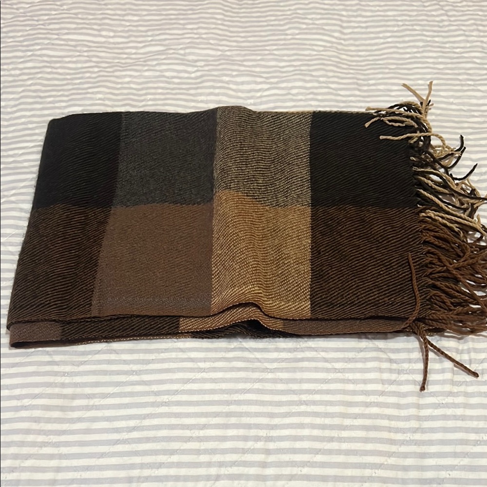 Brown and Black Plaid Scarf
